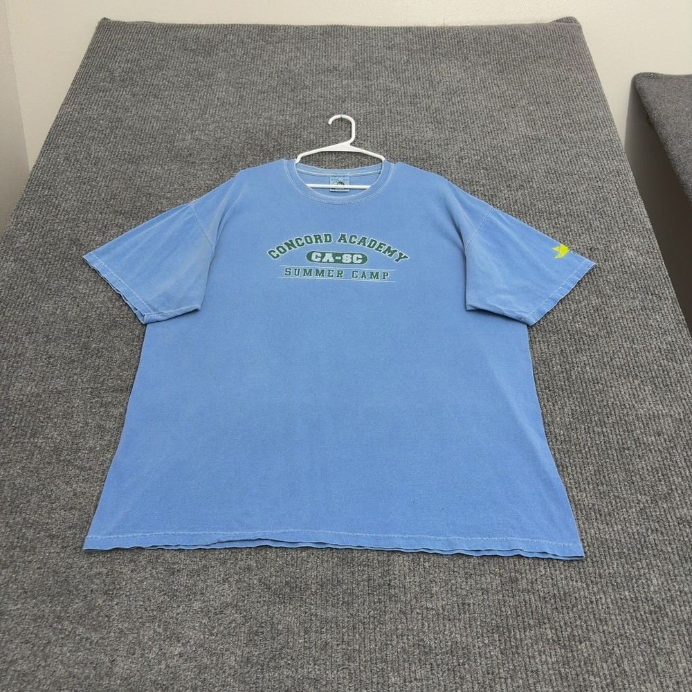 Vintage Concord Academy Anvil T Shirt XL Blue Cotton Staff Graphic Summer Camp